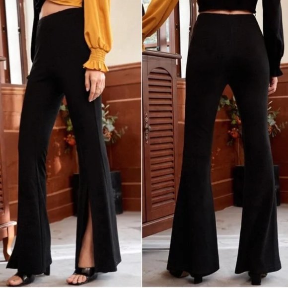 Pants - Slit hem flared bootcut dress pants